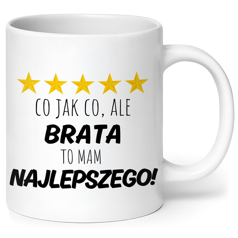 Tailorly White Ceramic 11 oz Mug - Row Of Five Vibrant Golden Glowing Symmetrical Pointed Stars