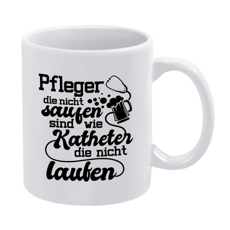Tailorly White Ceramic 11 oz Mug - Medical Stethoscope Intertwined With A Foaming Cold Mug Of Beer Mug