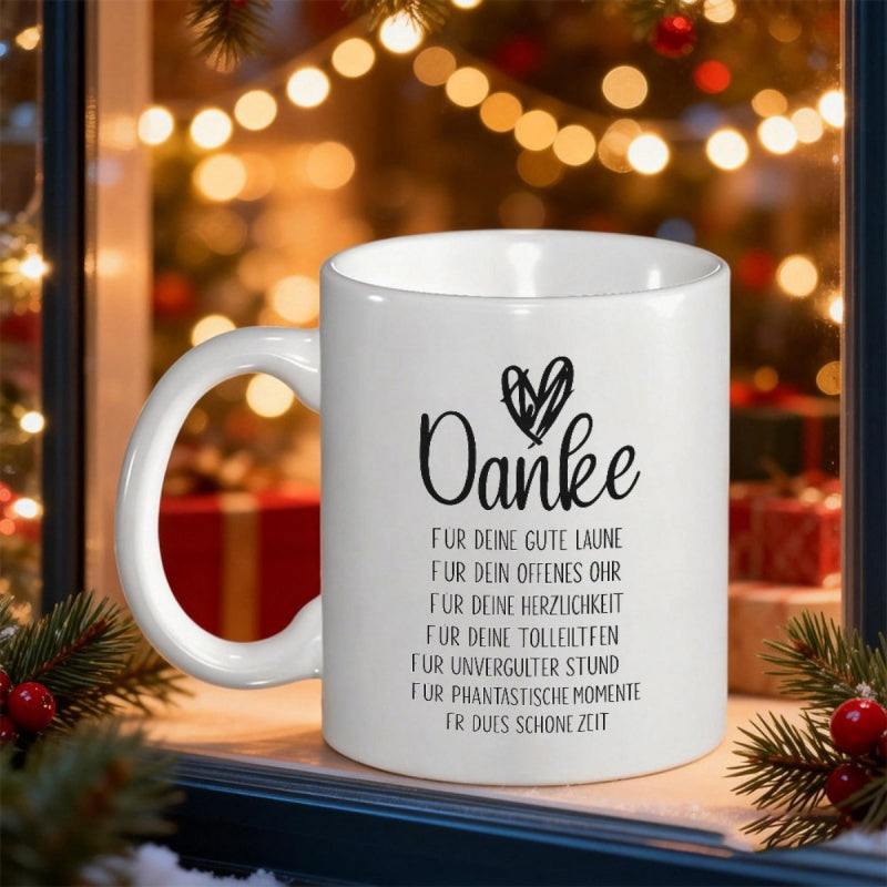 Tailorly White Ceramic 11 oz Mug - Sleek White Ceramic Body With Hand Drawn Heart And Elegant Script Art Mug