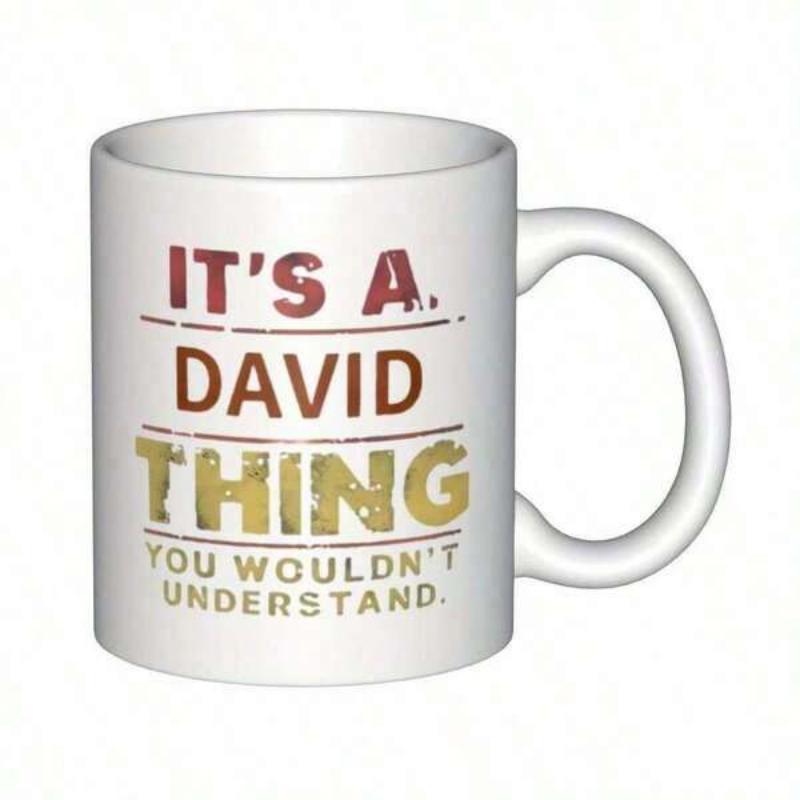 Tailorly White Ceramic 11 oz Mug - Its A David Thing You Wouldnt Understand Distressed Vintage Typography With Warm Earthy Tones And Horizontal Lines Mug