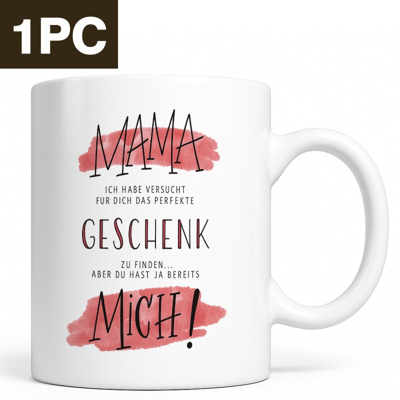 Tailorly White Ceramic 11 oz Mug - Minimalist Artistic White Ceramic With Elegant Red Watercolor Splashes Mug