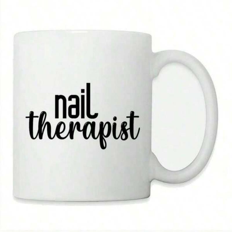 Tailorly White Ceramic 11 oz Mug - Nail Therapist Minimalist White Ceramic Vessel Displaying Bold Artistic Black Typography Mug