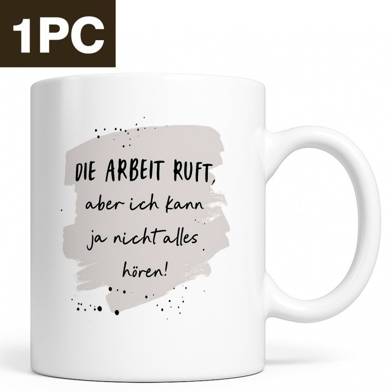 Tailorly White Ceramic 11 oz Mug - Minimalist Artistic Gray Watercolor Stroke With Splattered Black Paint Elements Abstract Design