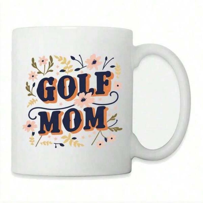 Tailorly White Ceramic 11 oz Mug - Golf Mom Elegant Blooming Petals Surrounded By Colorful Botanical Foliage Patterns Flower