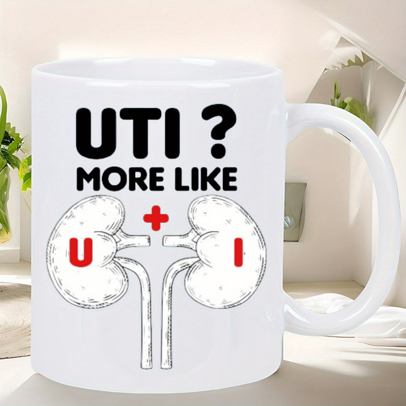 Tailorly White Ceramic 11 oz Mug - Uti More Like U I Detailed Medical Anatomical Organ Drawing With Line Art Style Human Kidney