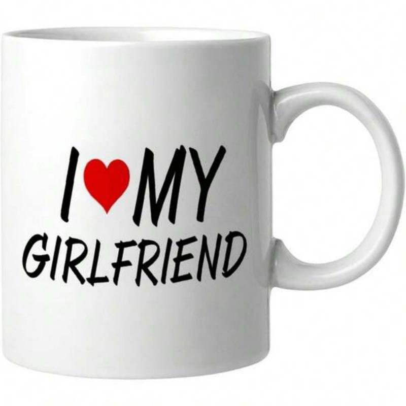 Tailorly White Ceramic 11 oz Mug - I Love My Girlfriend Minimalist Featuring A Vibrant Red Heart Symbol Mug