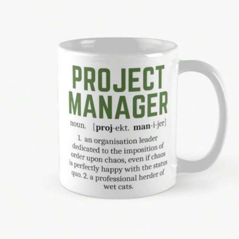 Tailorly White Ceramic 11 oz Mug - Project Manager Bold Green Typographic Professional Dictionary Style Career Theme Mug
