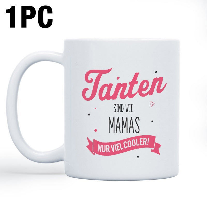 Tailorly White Ceramic 11 oz Mug - Decorated With Pink Script Text And Delicate Dots Mug