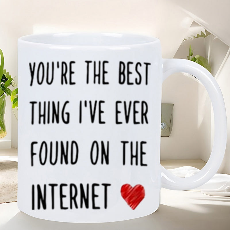 Tailorly White Ceramic 11 oz Mug - Youre The Best Thing Ive Ever Found On The Internet Small Red Hand Drawn Scribble Heart Located Below Bold Text Heart