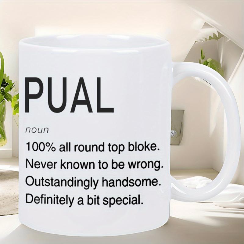 Tailorly White Ceramic 11 oz Mug - Pual Bold Black Minimalist Typographic Dictionary Style Layout On White Surface Mug