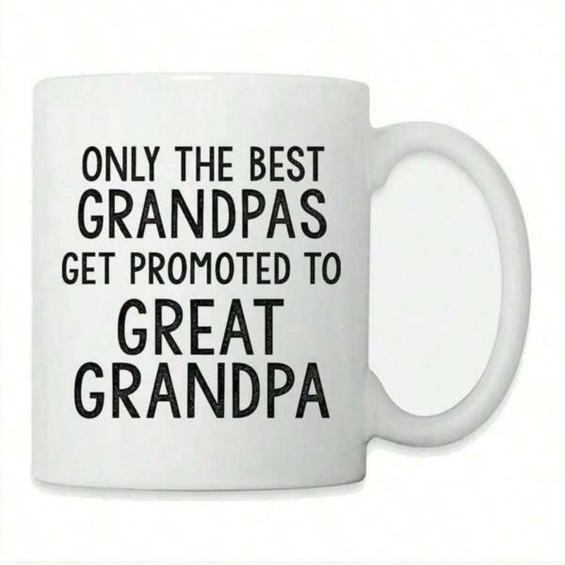 Tailorly White Ceramic 11 oz Mug - Only The Best Grandpas Get Promoted To Great Grandpa Clean Typographic Style Printed On A Polished Classic Porcelain Texture Mug