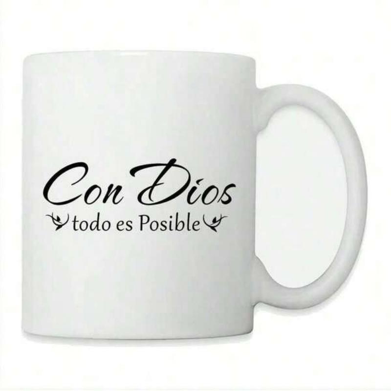 Tailorly White Ceramic 11 oz Mug - Elegant Religious Script With Decorative Small Leafy Flourishes On Ceramic Mug
