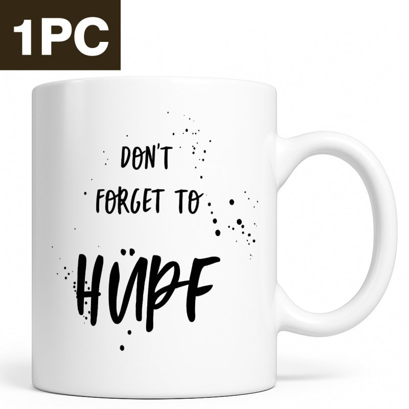 Tailorly White Ceramic 11 oz Mug - Dont Forget To Minimalist Ceramic Vessel Decorated With Artistic Black Ink Splatter Patterns On