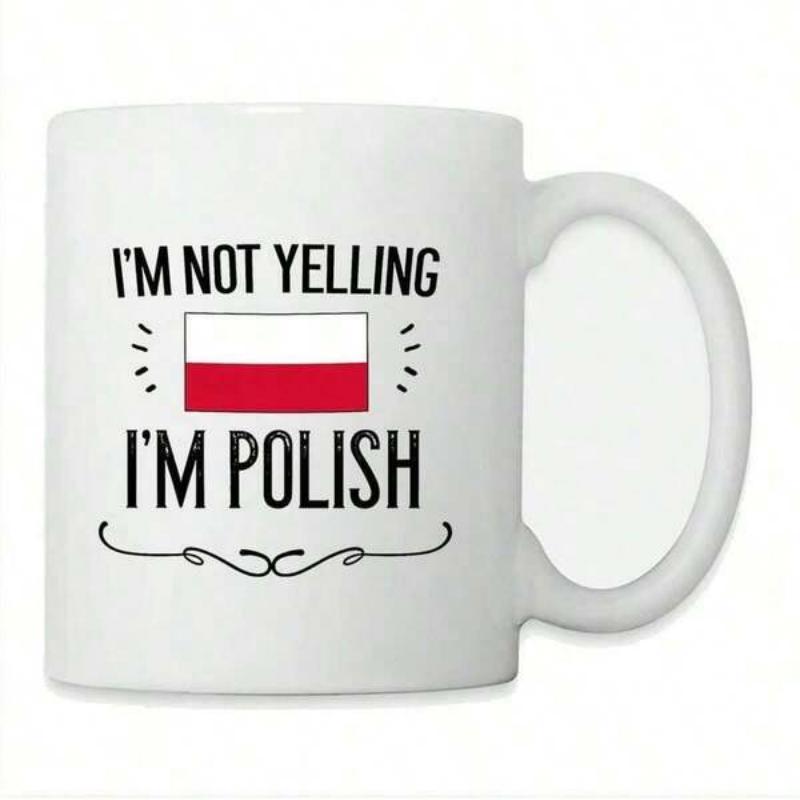 Tailorly White Ceramic 11 oz Mug - Im Not Yelling Im Polish Minimalist Displaying Patriotic National Flag Colors Mug