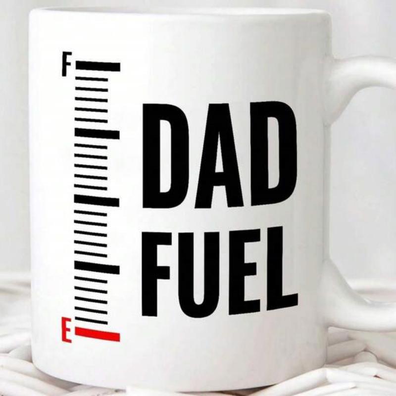 Tailorly White Ceramic 11 oz Mug - Dad Fuel Minimalist Black And White Vertical Level Scale Measurement Indicator Style Gauge