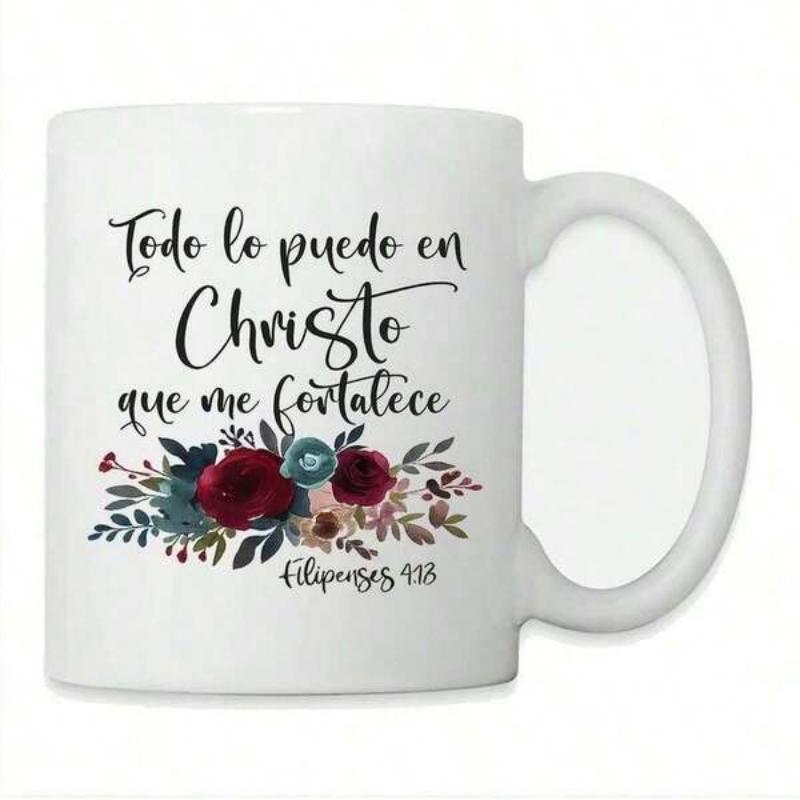 Tailorly White Ceramic 11 oz Mug - Elegant Dark Red And Teal Roses Resting Beneath Graceful Artistic Script Flower