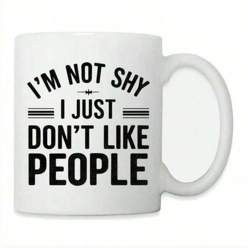 Tailorly White Ceramic 11 oz Mug - Im Not Shy I Just Dont Like People Simple Horizontal Lines With Decorative Accent Elements Mug