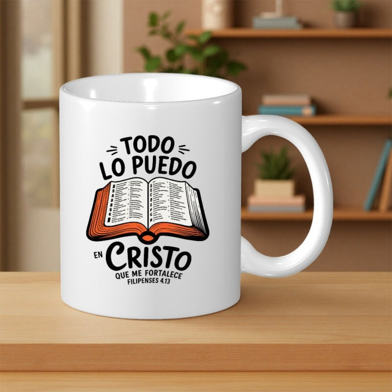 Tailorly White Ceramic 11 oz Mug - Open Religious Book With Detailed Pages Resting Centered Upon Surface Bible
