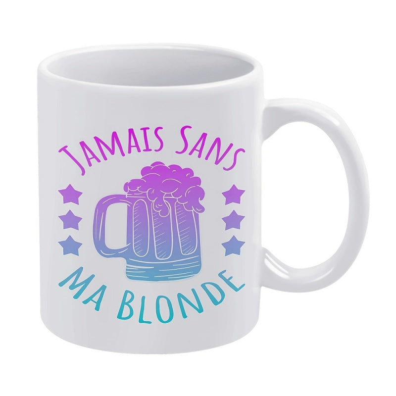 Tailorly White Ceramic 11 oz Mug - Purple And Blue Gradient Beer Pattern With Six Tiny Stars Mug
