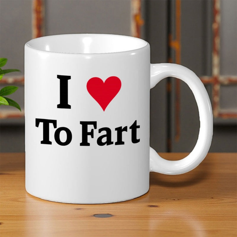 Tailorly White Ceramic 11 oz Mug - I To Fart Simple Red Heart Icon On Minimalist White Ceramic Kitchenware Mug