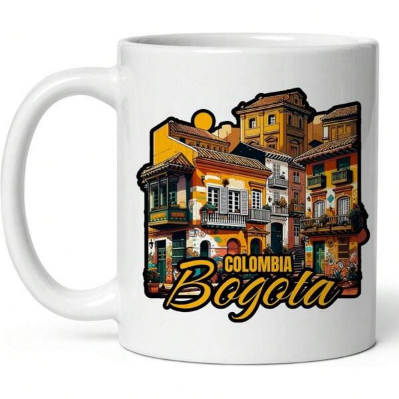 Tailorly White Ceramic 11 oz Mug - Colombia Bogota Traditional Colorful Colonial Houses Within A Historic Scenic Urban Cityscape