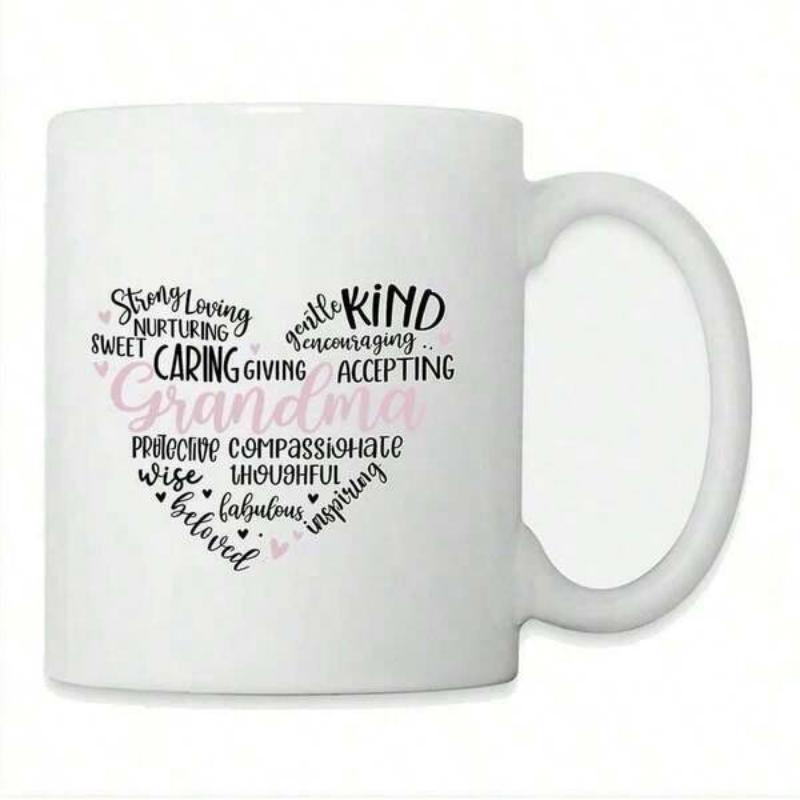 Tailorly White Ceramic 11 oz Mug - Grandma Kind Caring Giving Accepting Protective Compassionate Wise Thoughtful Beloved Fabulous Inspiring Nurturing Strong Loving