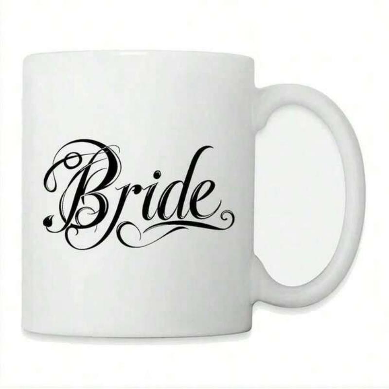 Tailorly White Ceramic 11 oz Mug - Bride Elegant Black Calligraphy Script Centered On A Clean Ceramic Surface Mug