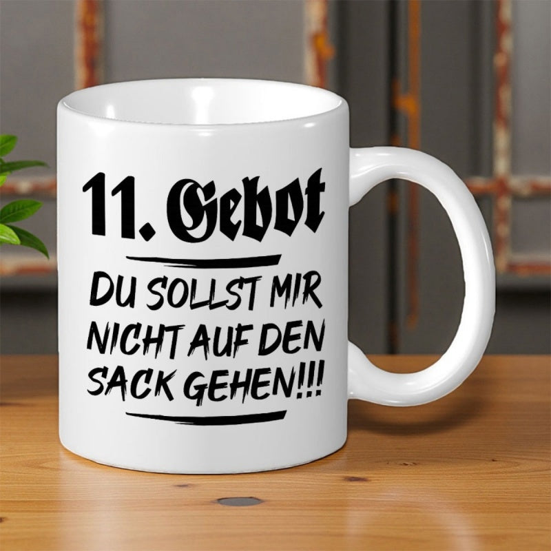 Tailorly White Ceramic 11 oz Mug - Minimalist White Porcelain Surface Featuring Bold Black Script Humorous Commandment Mug