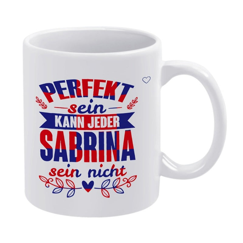 Tailorly White Ceramic 11 oz Mug - Ceramic Surface Featuring Decorative Banners And Red Blue Heart Leaf Patterns Mug