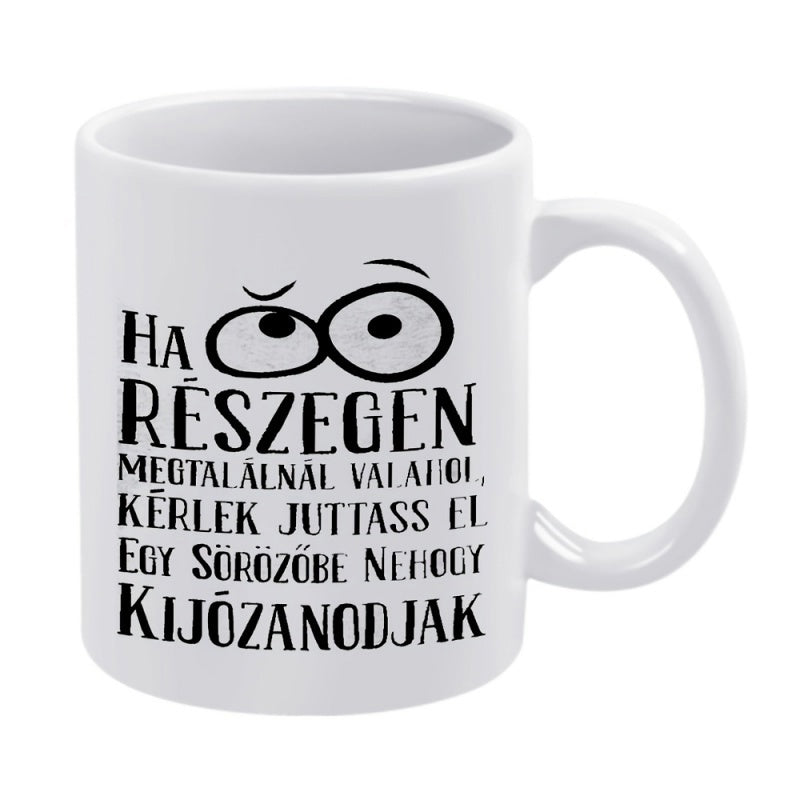 Tailorly White Ceramic 11 oz Mug - Funny Cartoon Staring Eyes Surrounded By Humorous Hungarian Drinking Quote Mug