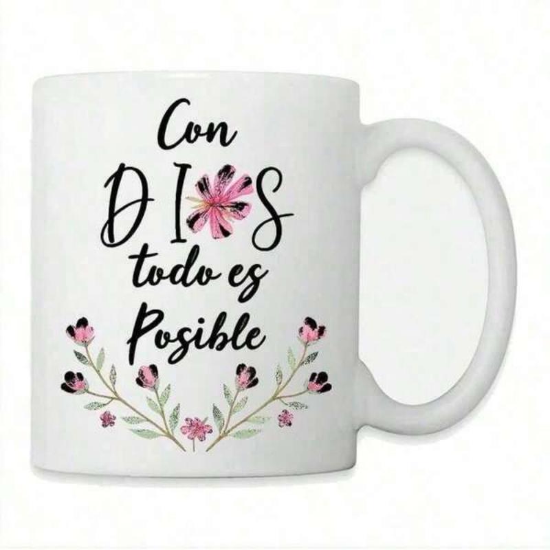Tailorly White Ceramic 11 oz Mug - Graceful Pink Flowers On Branches Beneath Handwritten Religious Quote