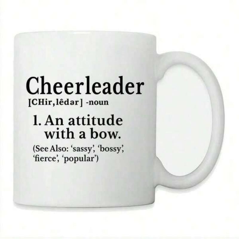 Tailorly White Ceramic 11 oz Mug - Cheerleader Minimalist Dictionary Entry Style Typography With Bold Black Serif Letters Sign