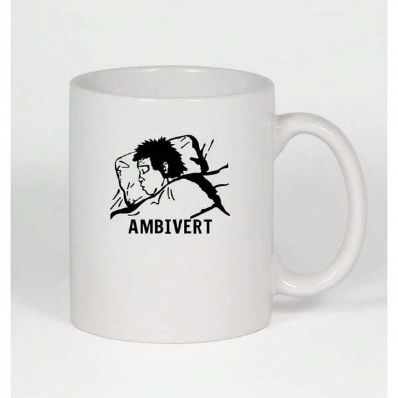 Tailorly White Ceramic 11 oz Mug - Ambivert Minimalist Black Ink Sketch Of Someone Resting On A Soft Pillow Person