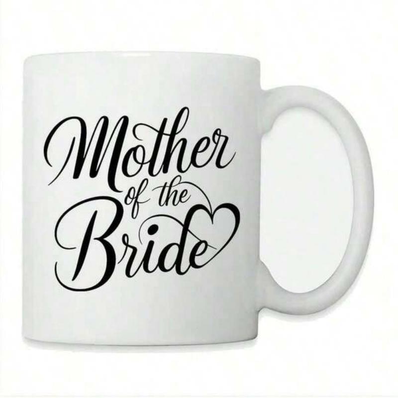 Tailorly White Ceramic 11 oz Mug - Mother Of The Bride Elegant Calligraphy Script Style With Decorative Heart Flourish Mug