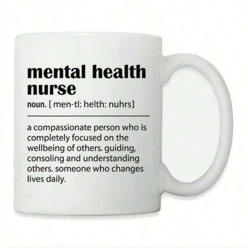 Tailorly White Ceramic 11 oz Mug - Mental Health Nurse Minimalist Ceramic Surface With Black Dictionary Style Typography Mug