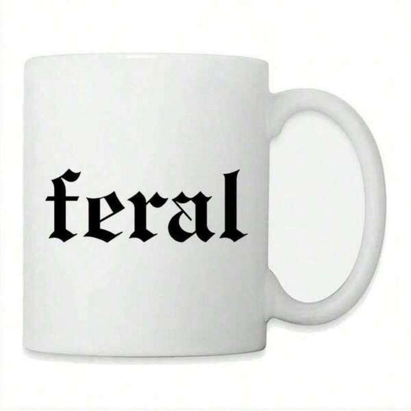 Tailorly White Ceramic 11 oz Mug - Feral Bold Blackletter Typography Styled On A Minimalist Smooth White Surface Mug
