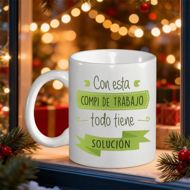 Tailorly White Ceramic 11 oz Mug - Classic White Ceramic Base Featuring Green Ribbon Banners And Elegant Lettering Mug