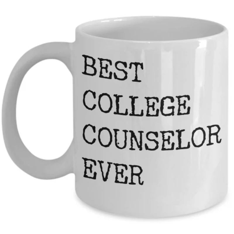 Tailorly White Ceramic 11 oz Mug - Best College Counselor Ever Simple Minimalist Ceramic Vessel With Vintage Typewriter Style Typography Mug