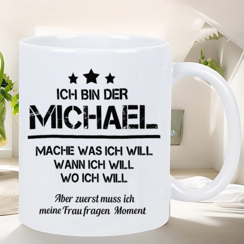 Tailorly White Ceramic 11 oz Mug - Minimalist White Ceramic Vessel Featuring Three Stars And Bold Decorative Slogan Mug