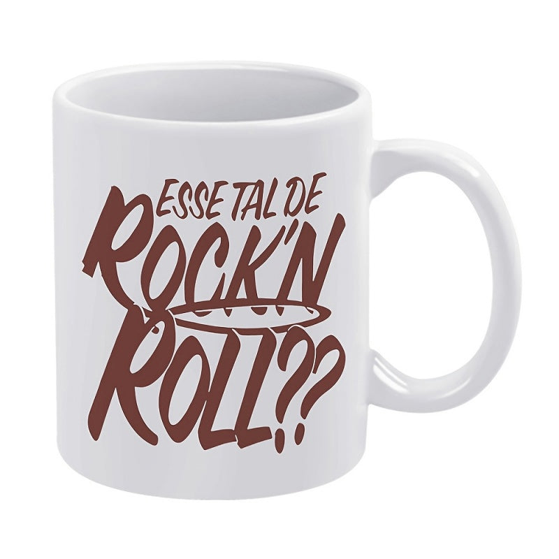 Tailorly White Ceramic 11 oz Mug - Rock N Roll Artistic Bold Script Design On Classic Smooth