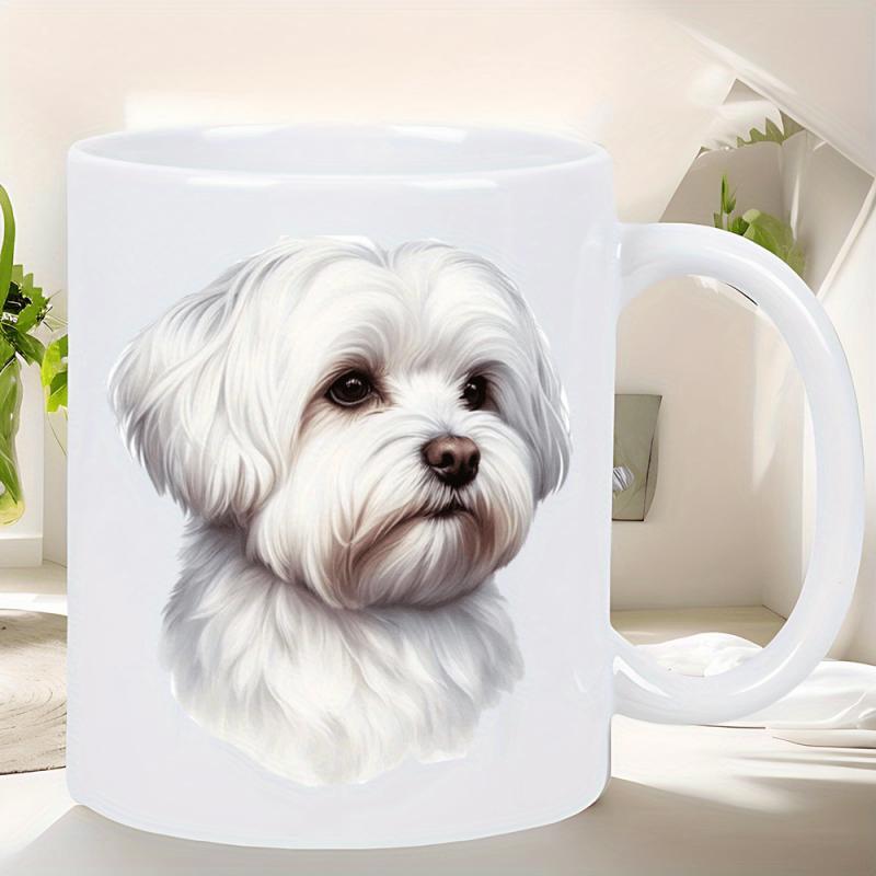 Tailorly White Ceramic 11 oz Mug - Adorable Fluffy White Maltese Puppy With Gentle Eyes And Soft Fur Dog