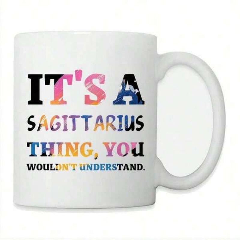 Tailorly White Ceramic 11 oz Mug - Its A Sagittarius Thing You Wouldnt Understand Colorful Artistic Patterns Within Bold Decorative Serif Letters On White Metal