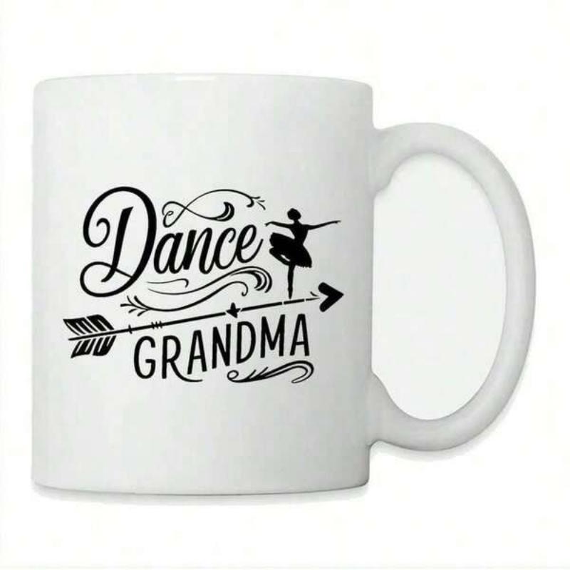 Tailorly White Ceramic 11 oz Mug - Dance Grandma Graceful Silhouette Dancing Atop A Sharp Decorative Pointed Arrow Ballerina
