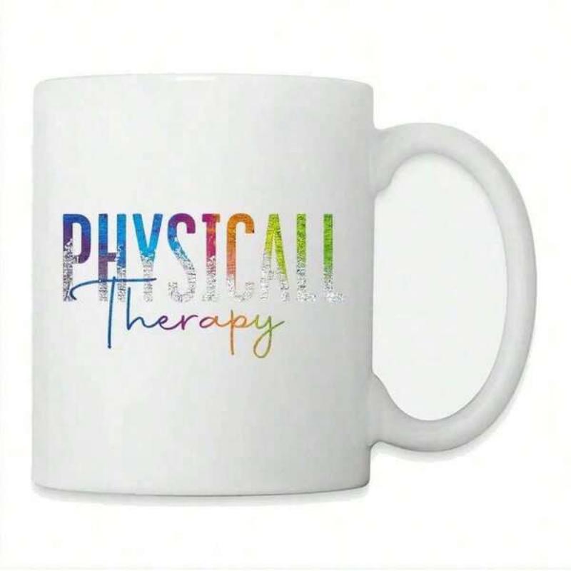 Tailorly White Ceramic 11 oz Mug - Physical Therapy Vibrant Colorful Watercolor Style Typography Printed On Plain