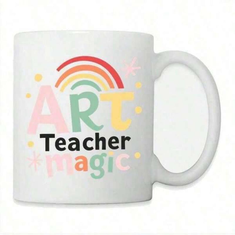Tailorly White Ceramic 11 oz Mug - Art Teacher Magic Colorful Stylized Rainbow Featuring Twinkling Stars And Soft Pastel Accents Rainbow