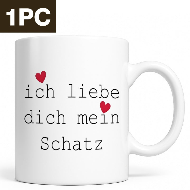 Tailorly White Ceramic 11 oz Mug - Minimalist Two Red Hearts Decorated On A Simple White Surface Mug