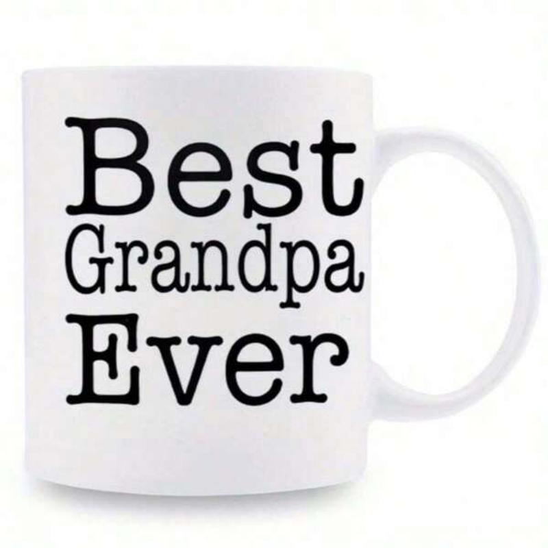 Tailorly White Ceramic 11 oz Mug - Best Grandpa Ever White Ceramic Morning Coffee Vessel With Bold Black Typed Lettering Mug
