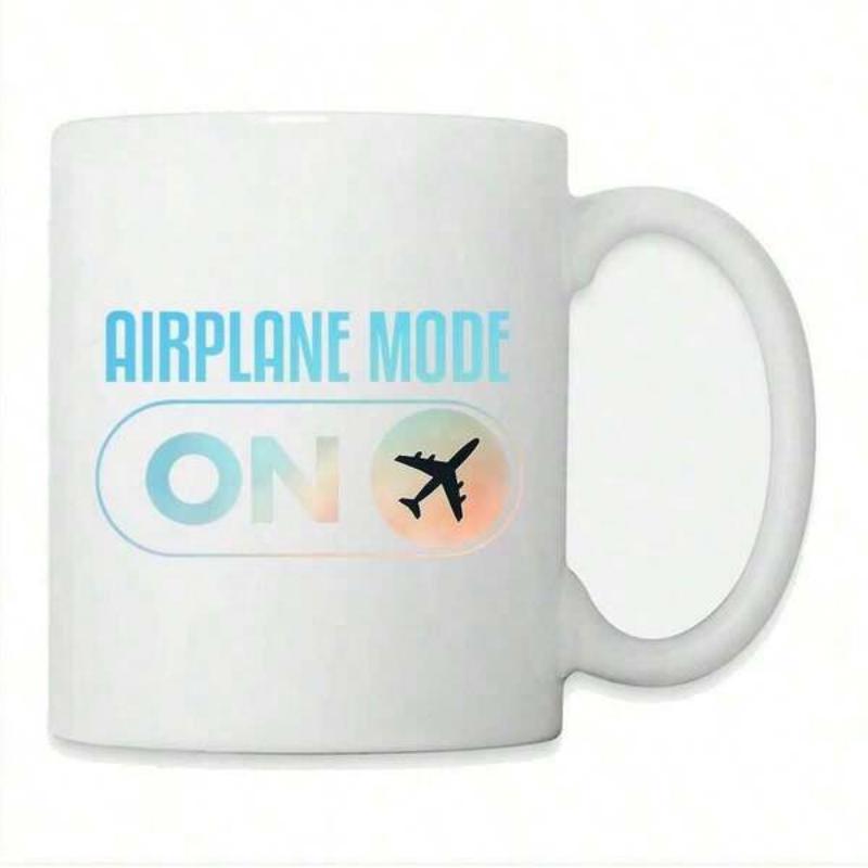 Tailorly White Ceramic 11 oz Mug - Airplane Mode On Sleek Digital User Interface Toggle Switch With A Small Gradient Airplane