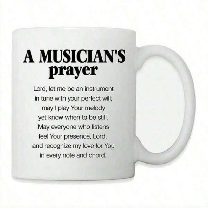 Tailorly White Ceramic 11 oz Mug - A Musicians Prayer Minimalist Inspirational Religious Verse In Bold Black Serif Script Text Prayer