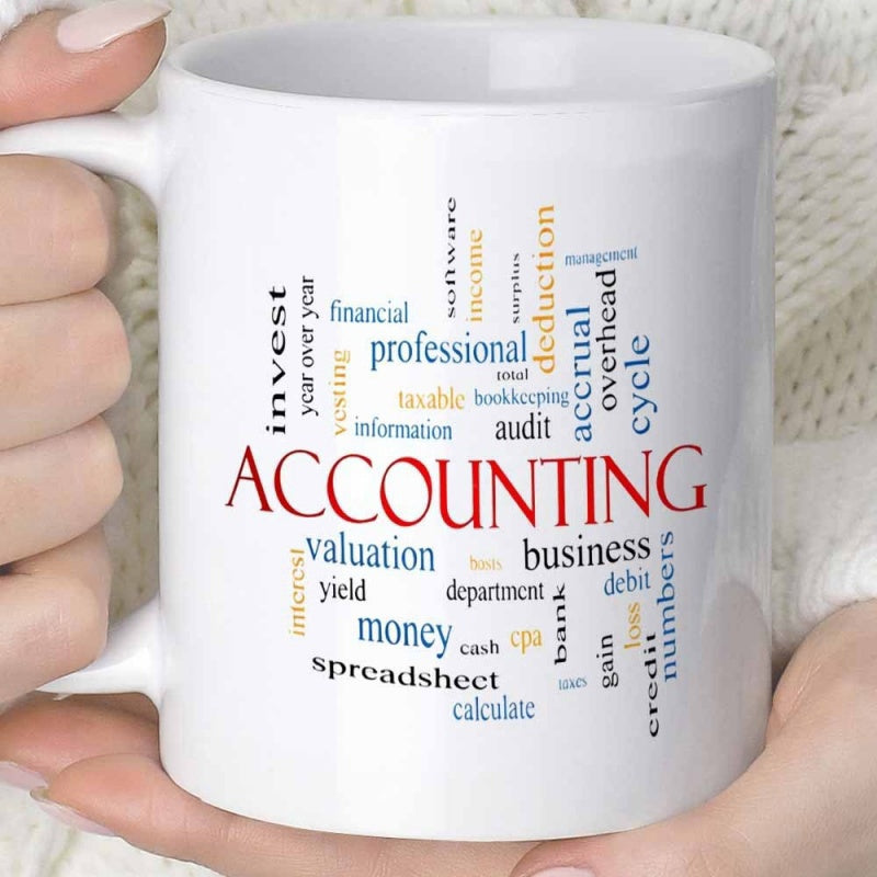 Tailorly White Ceramic 11 oz Mug - Accounting Professional Financial Words Arranged In A Modern Typography Word Cloud